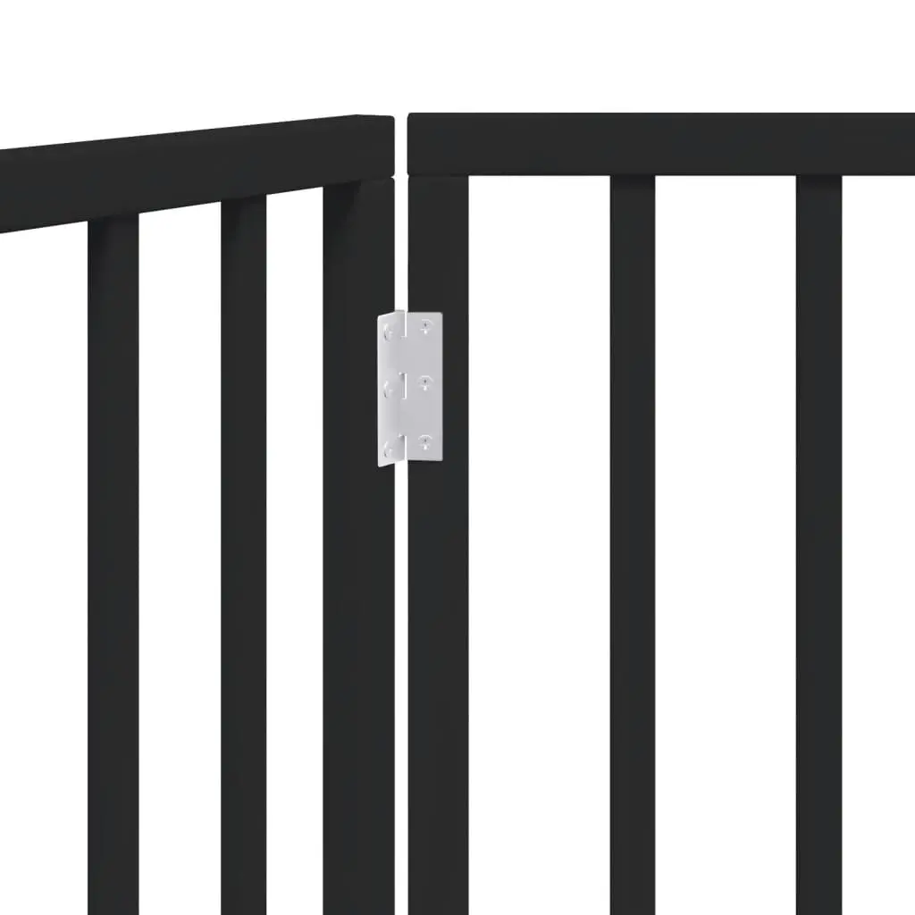 Dog Gate Foldable 2 Panels 160cm Black Poplar Wood Pet Safety Barrier