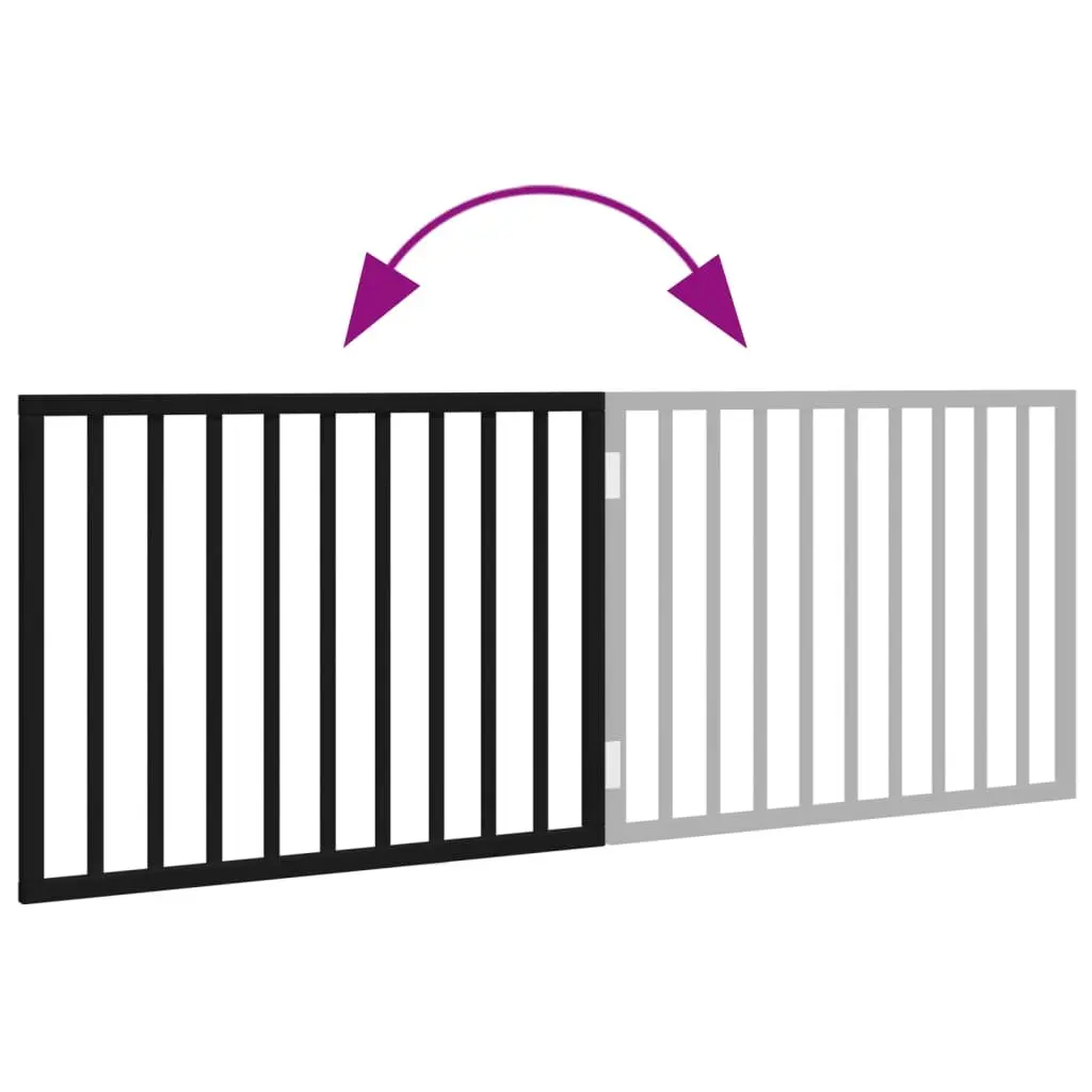 Dog Gate Foldable 2 Panels 160cm Black Poplar Wood Pet Safety Barrier