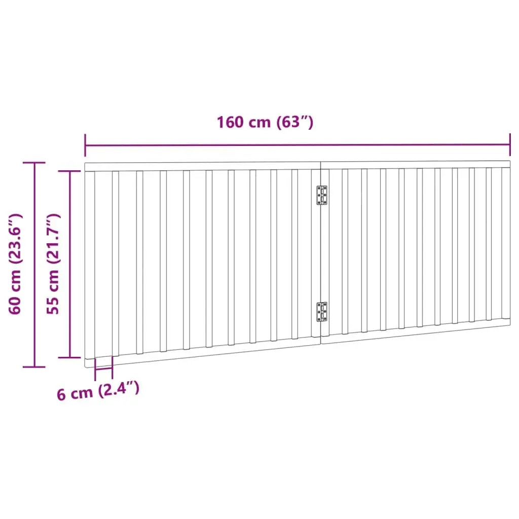 Dog Gate Foldable 2 Panels 160cm Black Poplar Wood Pet Safety Barrier