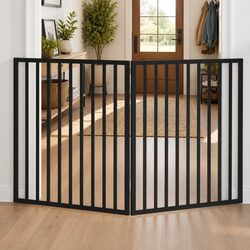 Two Panel Dog Gate Black 160cm Foldable Pet Barrier