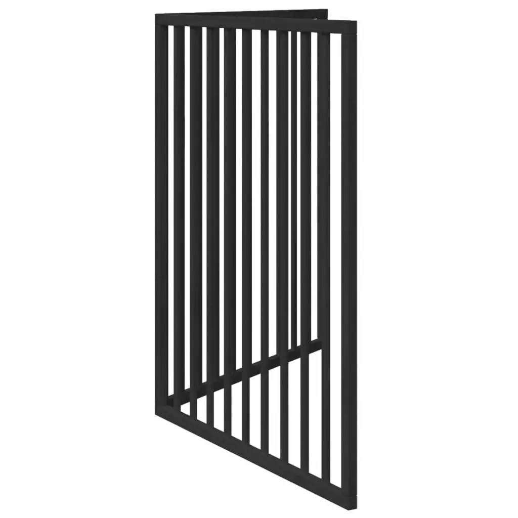 Foldable Dog Gate 160cm Black Pet Safety Barrier 2 Panels Poplar Wood