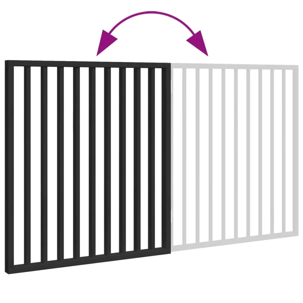 Foldable Dog Gate 160cm Black Pet Safety Barrier 2 Panels Poplar Wood