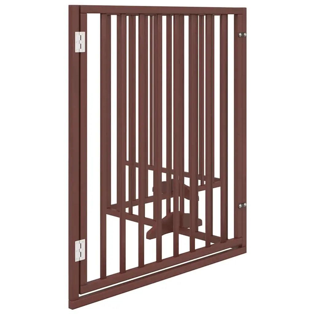 Dog Gate Foldable 4 Panels 320cm Brown Poplar Wood Pet Safety Barrier Door