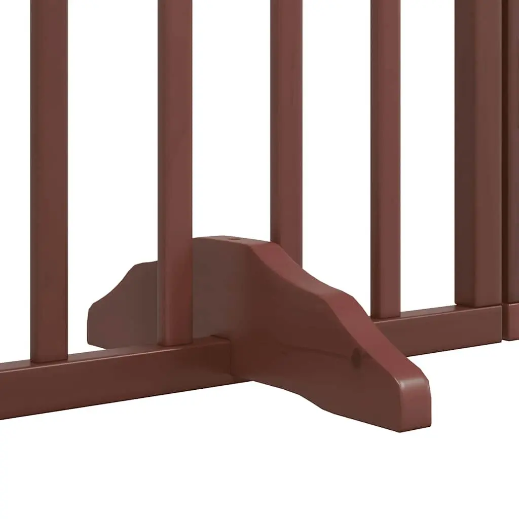 Dog Gate Foldable 4 Panels 320cm Brown Poplar Wood Pet Safety Barrier Door