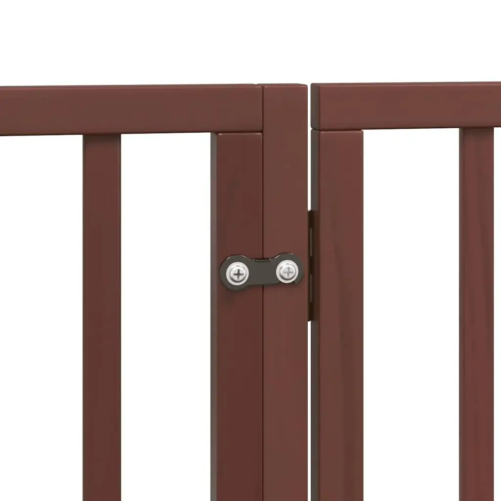 Dog Gate Foldable 4 Panels 320cm Brown Poplar Wood Pet Safety Barrier Door
