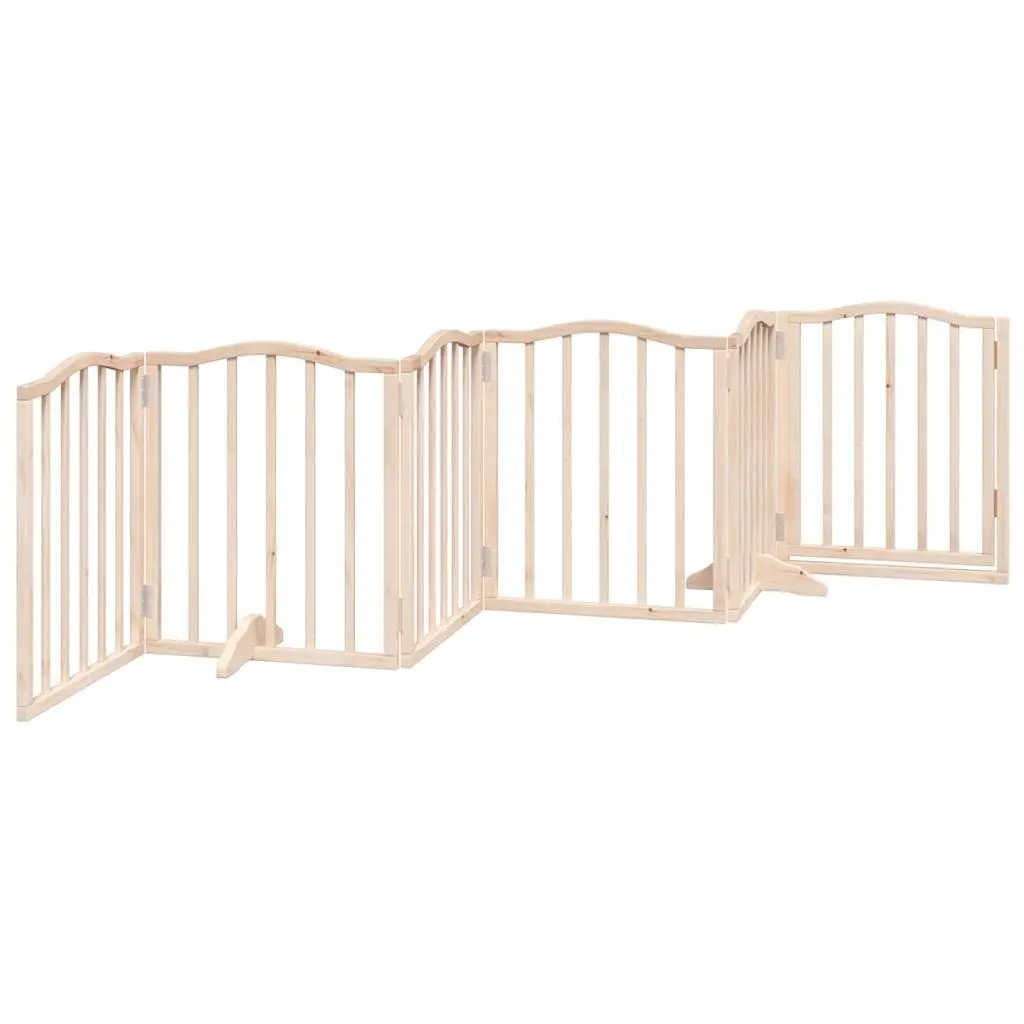 Dog Gate Foldable 6 Panels 300cm Poplar Wood Pet Safety Barrier Brown