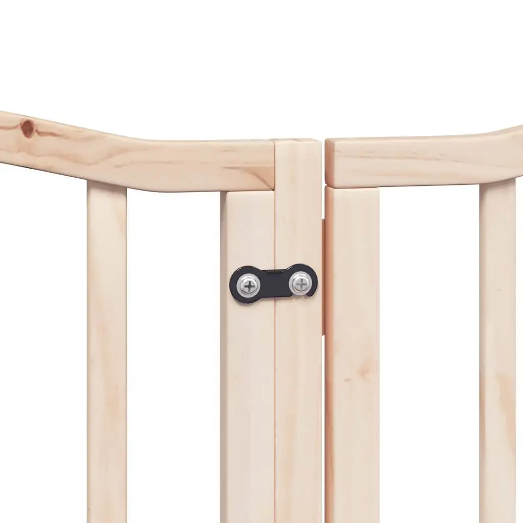 Dog Gate Foldable 6 Panels 300cm Poplar Wood Pet Safety Barrier Brown