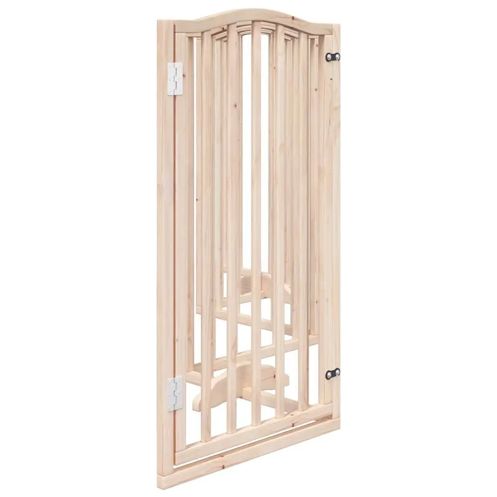 Dog Gate Foldable Pet Safety Barrier 6 Panel Brown Wood Enclosure with Door