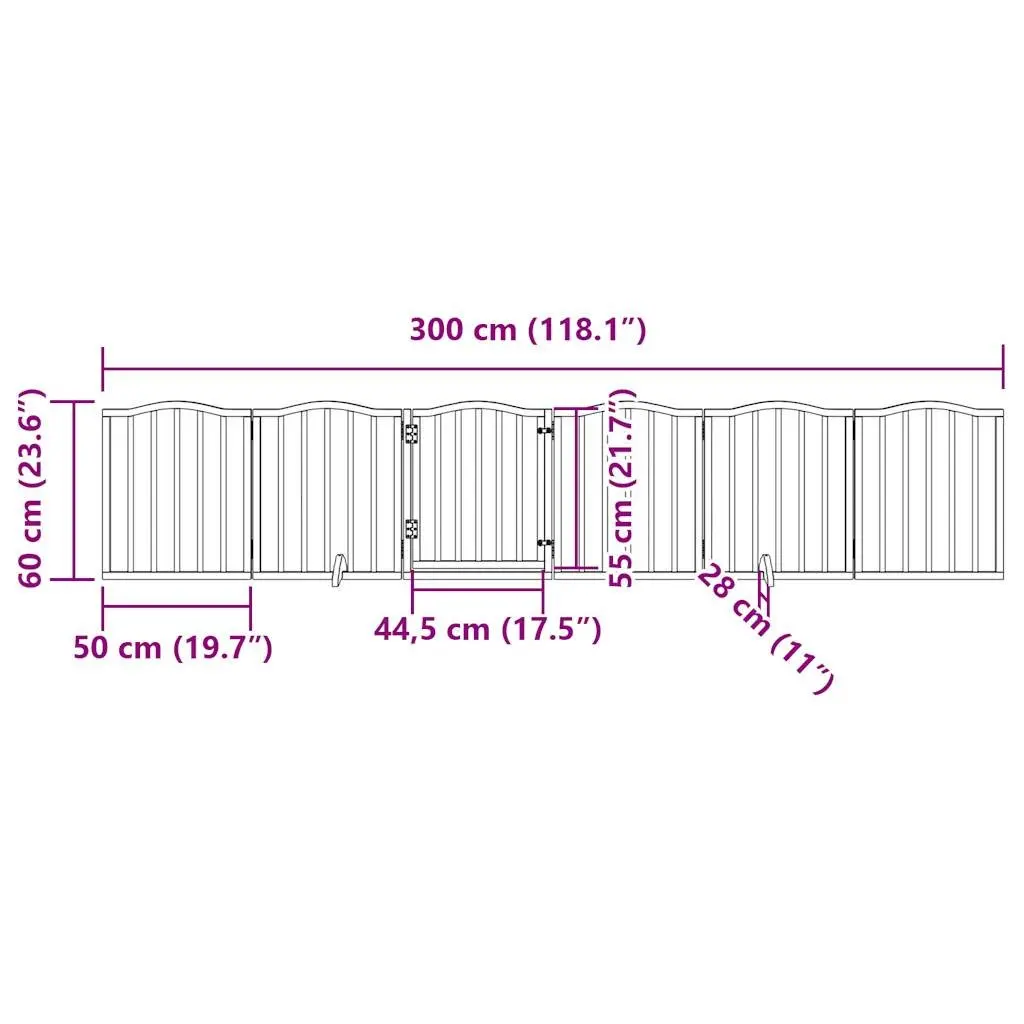 Dog Gate Foldable 6 Panels Black 300cm Poplar Wood Pet Safety Barrier