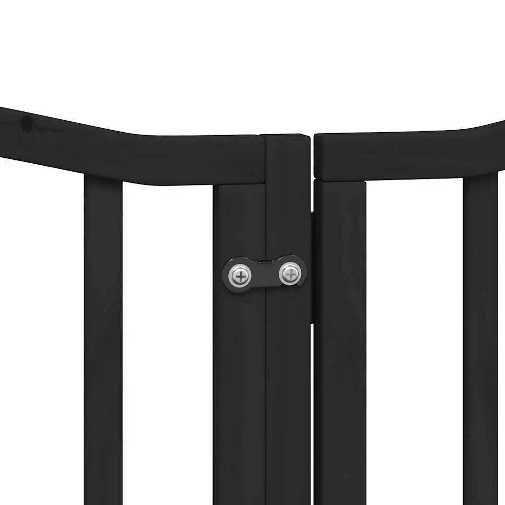 Dog Gate Foldable 6 Panels Black 300cm Poplar Wood Pet Safety Barrier