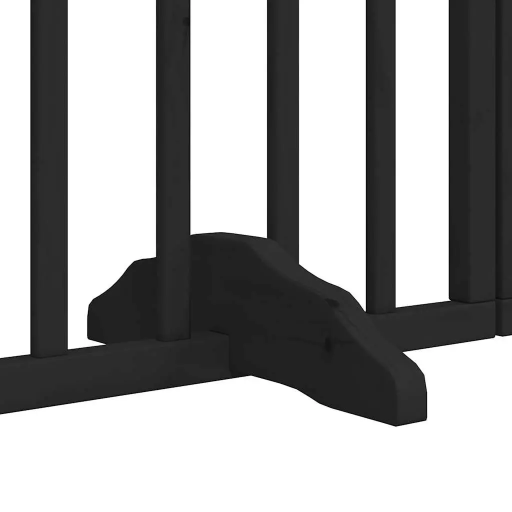 Dog Gate Foldable 6 Panels Black 300cm Poplar Wood Pet Safety Barrier