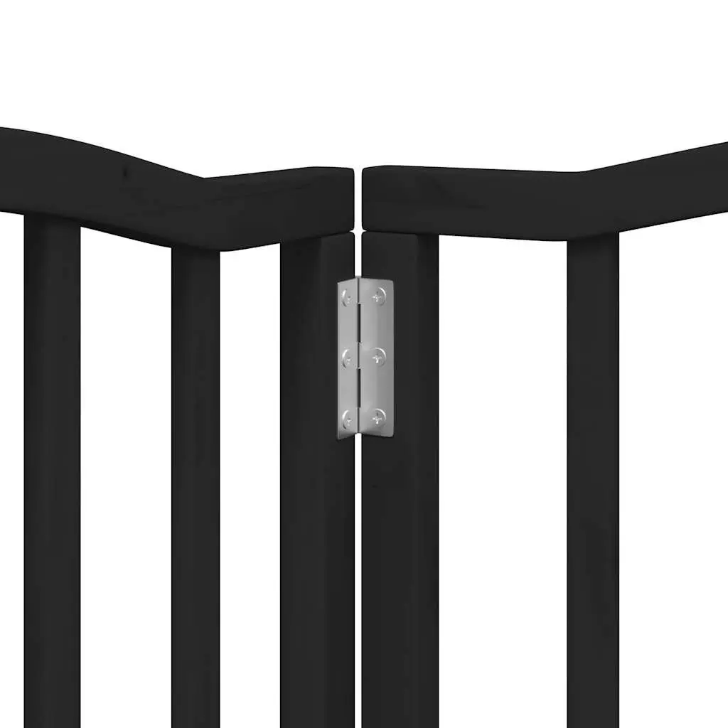 Dog Gate Foldable 6 Panels Black 300cm Poplar Wood Pet Safety Barrier