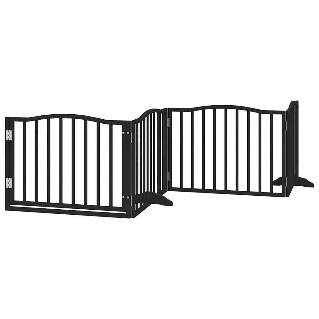 Foldable Black Dog Barrier 320cm Poplar Wood 4 Panel Safety Gate for Pets