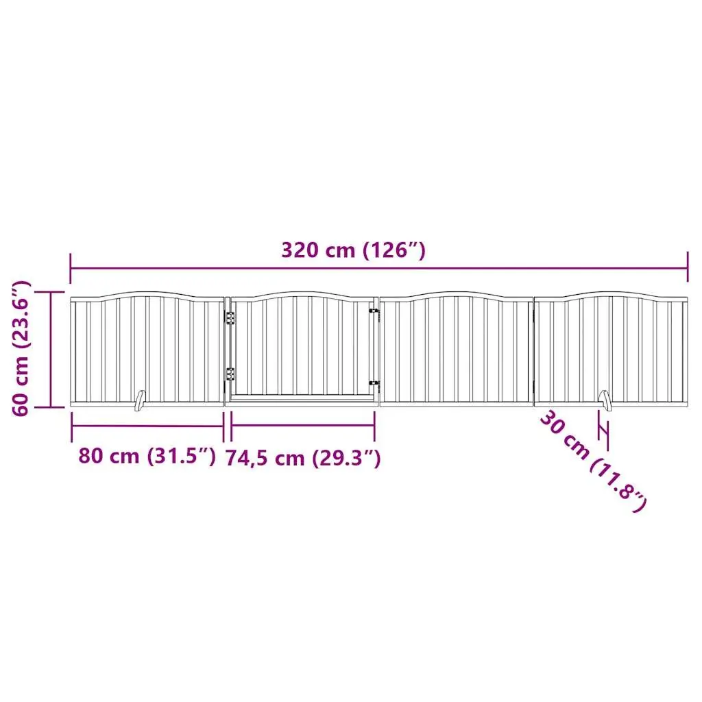 Foldable Black Dog Barrier 320cm Poplar Wood 4 Panel Safety Gate for Pets