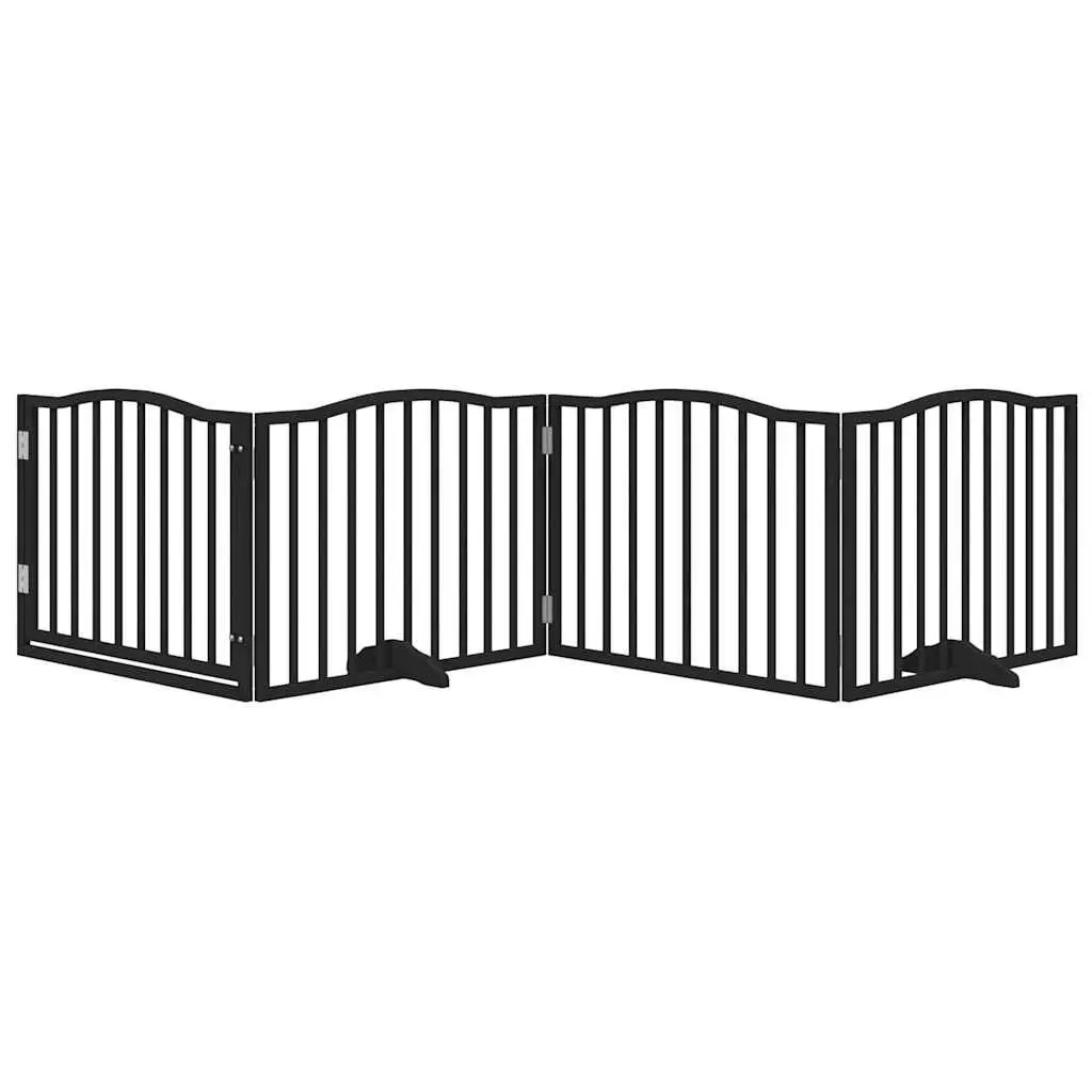 Foldable Black Dog Barrier 320cm Poplar Wood 4 Panel Safety Gate for Pets