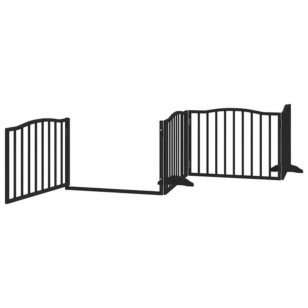 Foldable Black Dog Barrier 320cm Poplar Wood 4 Panel Safety Gate for Pets