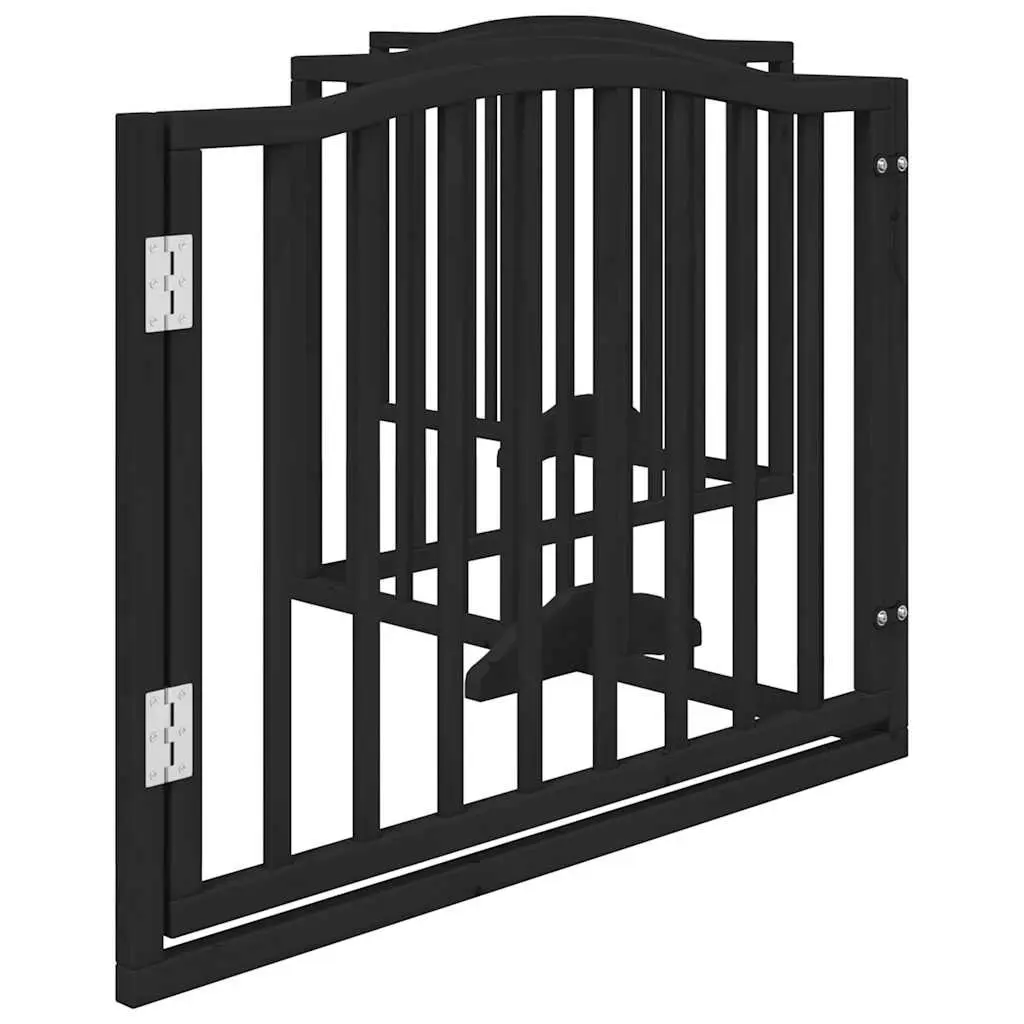 Foldable Black Dog Barrier 320cm Poplar Wood 4 Panel Safety Gate for Pets