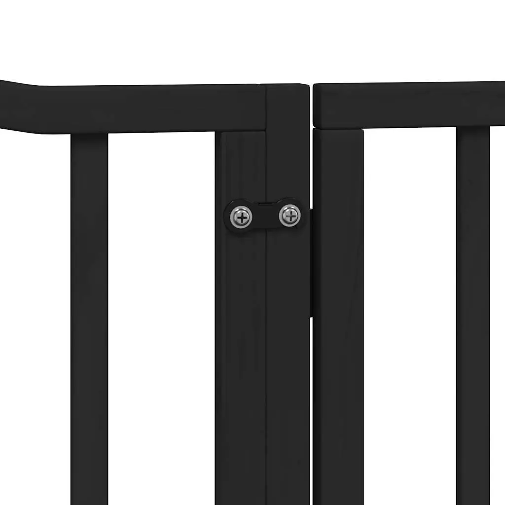 Foldable Black Dog Barrier 320cm Poplar Wood 4 Panel Safety Gate for Pets