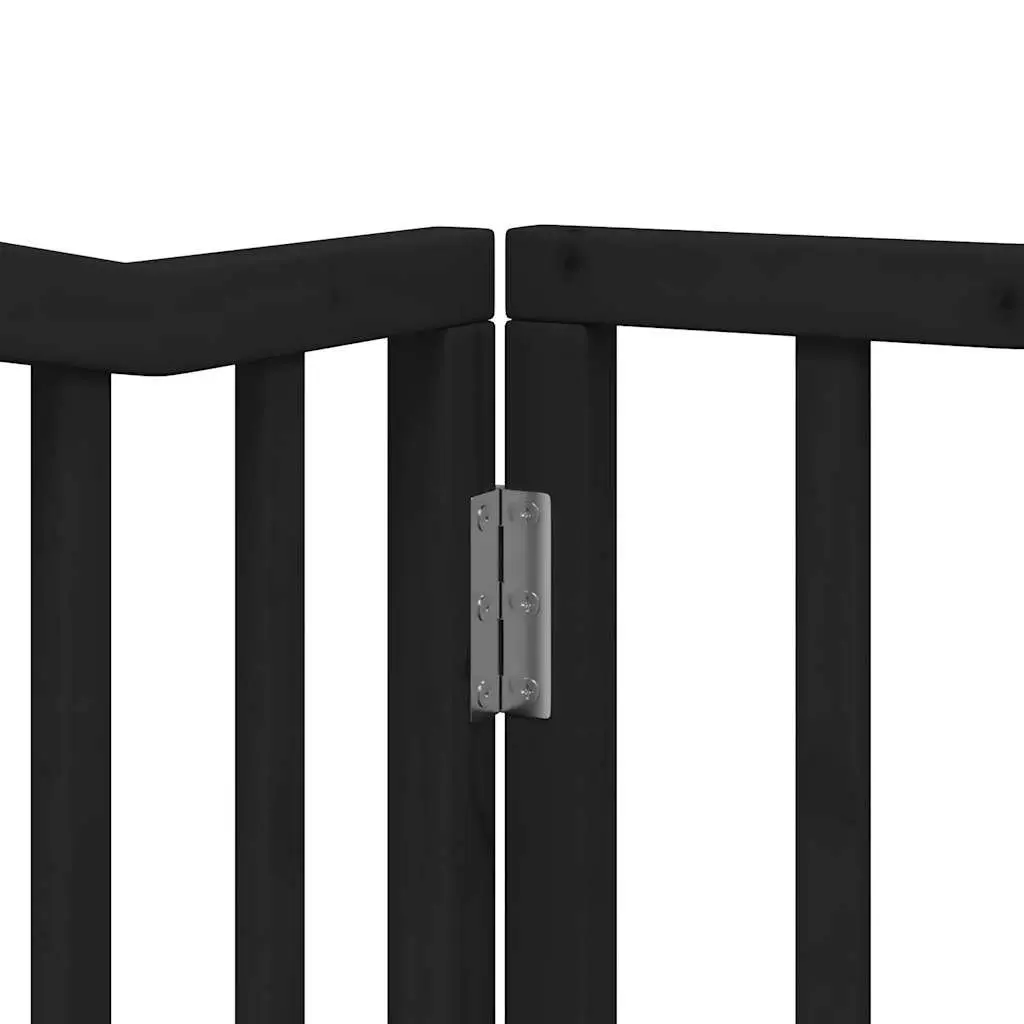 Foldable Black Dog Barrier 320cm Poplar Wood 4 Panel Safety Gate for Pets