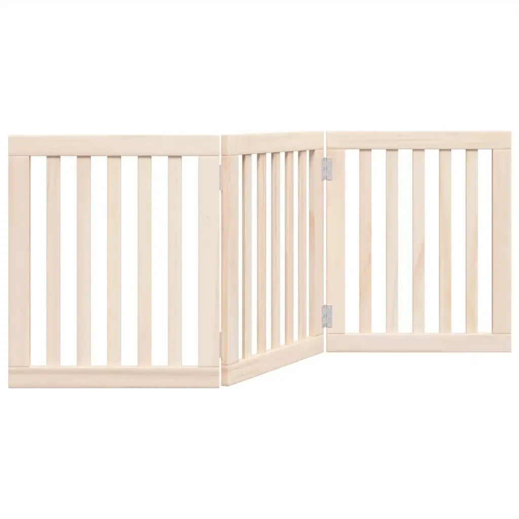 Dog Gate Foldable 3 Panels 150 cm Brown Pet Safety Barrier