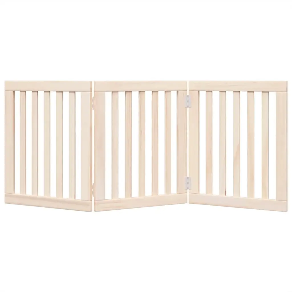 Dog Gate Foldable 3 Panels 150 cm Brown Pet Safety Barrier