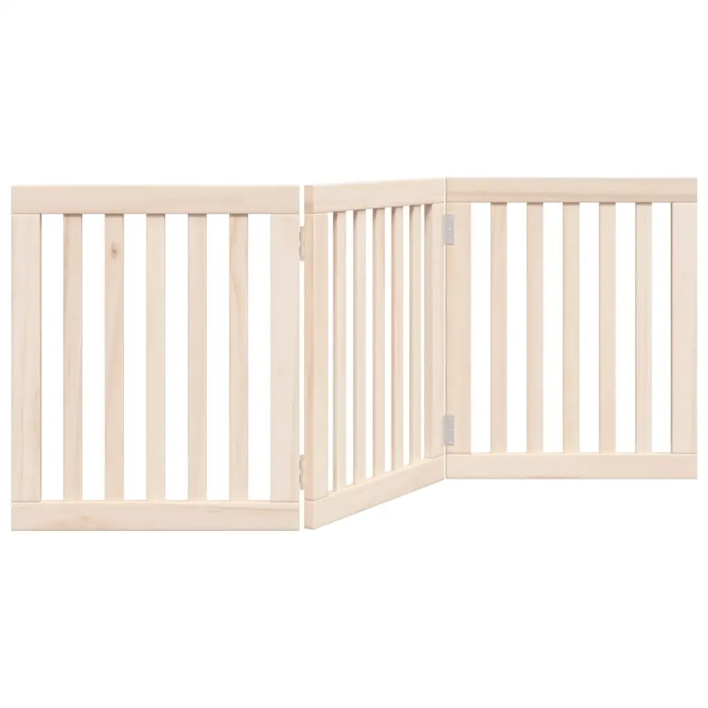 Dog Gate Foldable 3 Panels 150 cm Brown Pet Safety Barrier