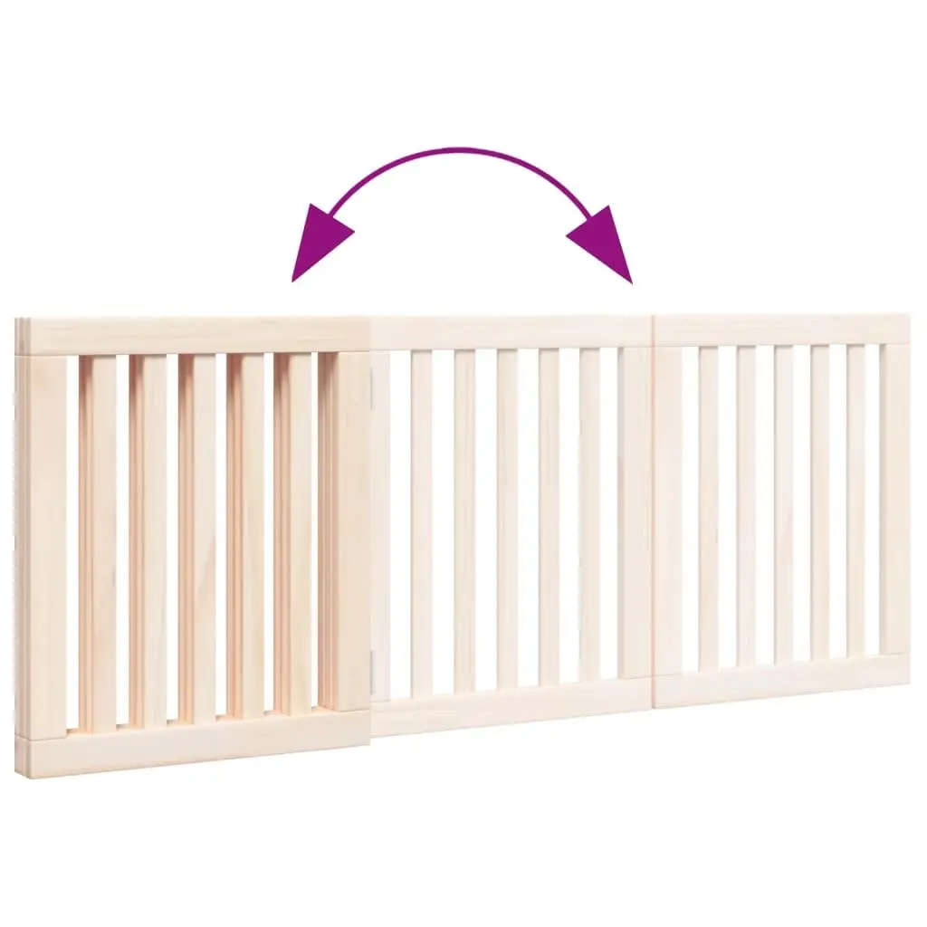 Dog Gate Foldable 3 Panels 150 cm Brown Pet Safety Barrier