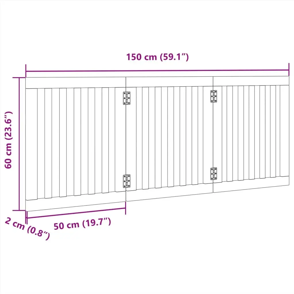 Dog Gate Foldable 3 Panels 150 cm Brown Pet Safety Barrier
