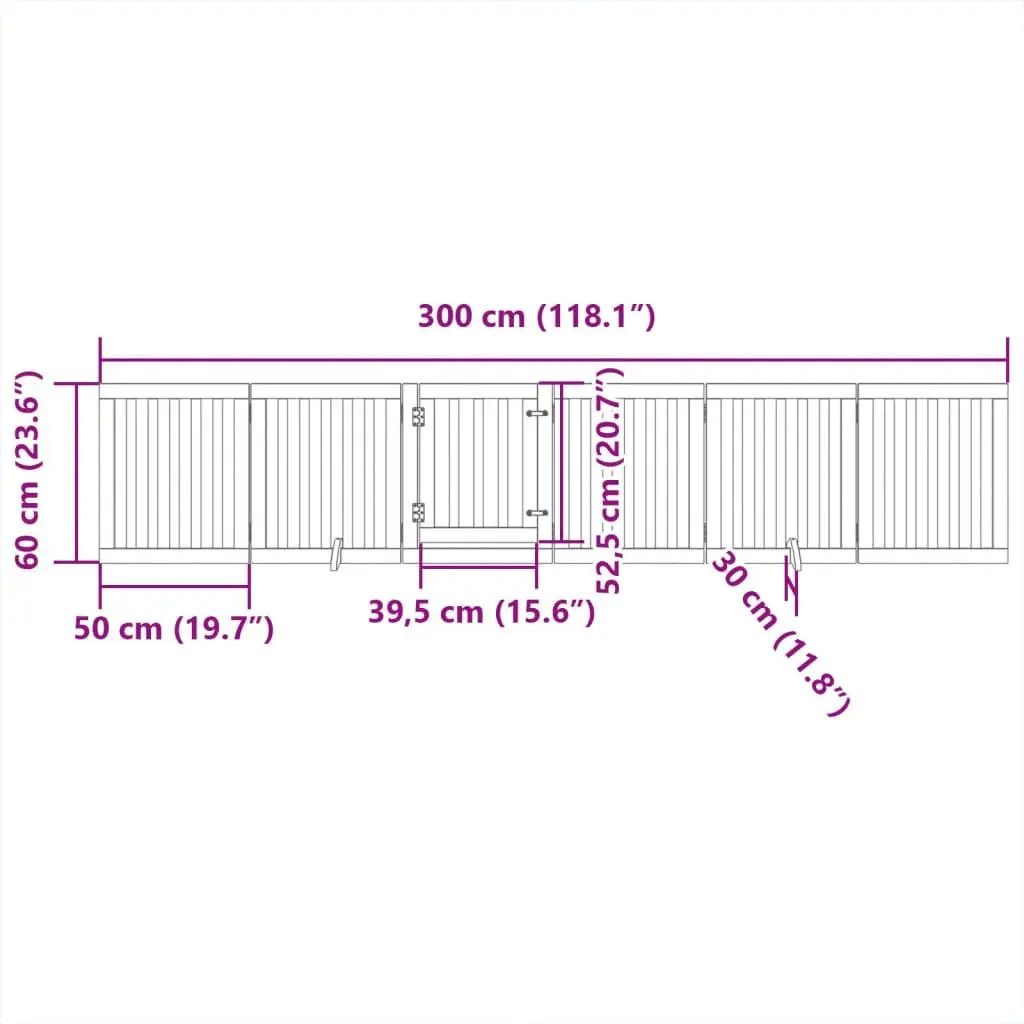 Dog Gate 6 Panels Foldable Pet Safety Barrier 300cm Brown