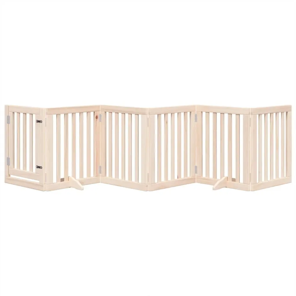 Dog Gate 6 Panels Foldable Pet Safety Barrier 300cm Brown