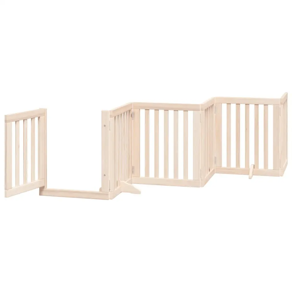 Dog Gate 6 Panels Foldable Pet Safety Barrier 300cm Brown