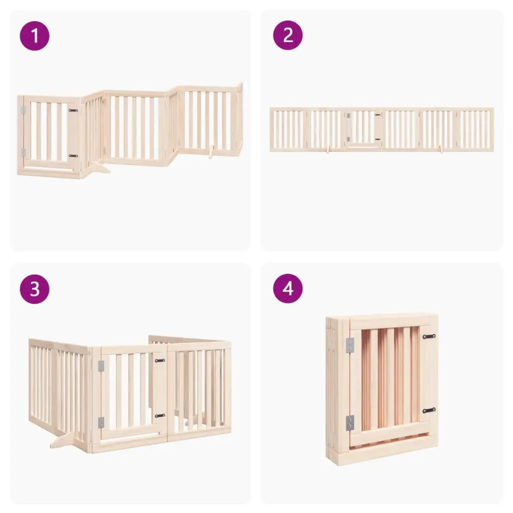 Dog Gate 6 Panels Foldable Pet Safety Barrier 300cm Brown