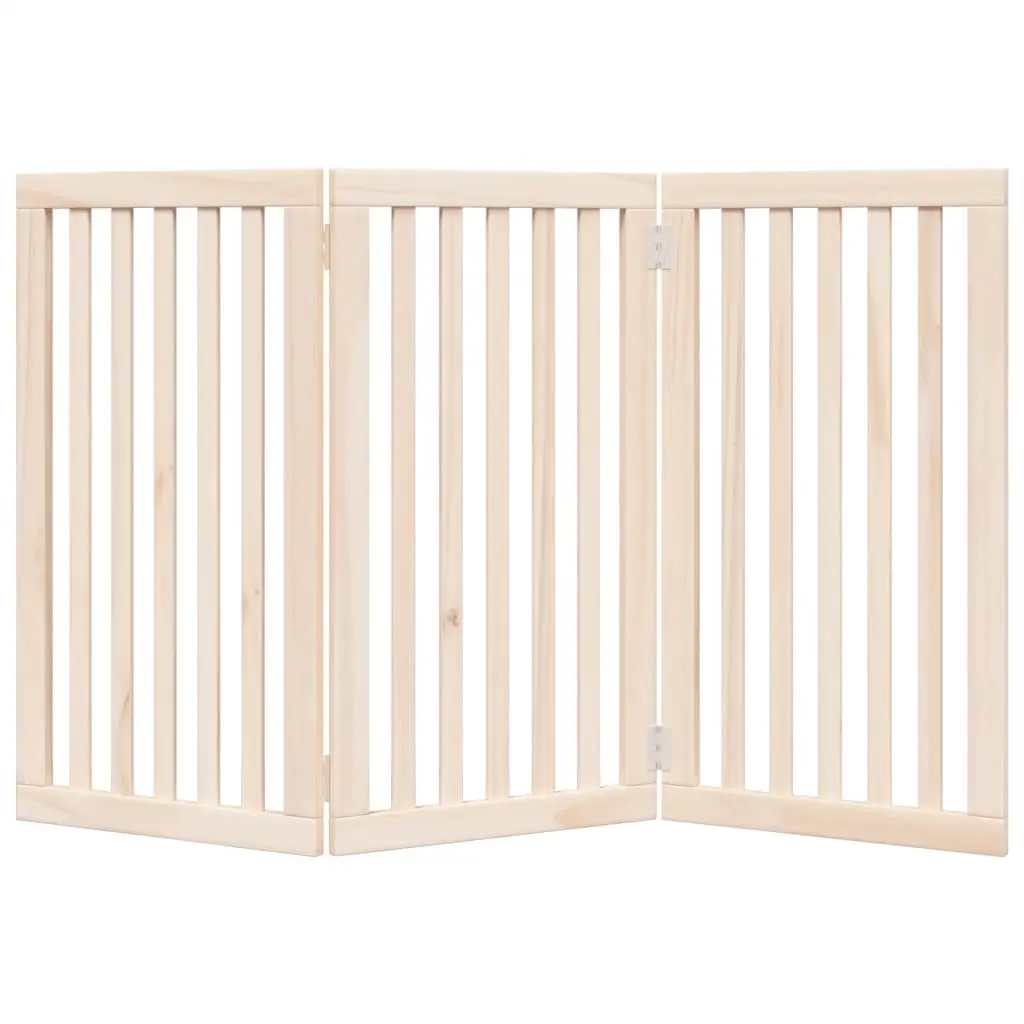 Dog Gate Foldable 3 Panels 150 cm Brown Poplar Wood Pet Safety Barrier