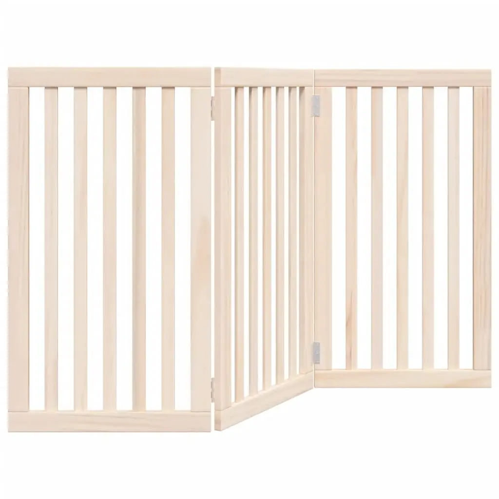 Dog Gate Foldable 3 Panels 150 cm Brown Poplar Wood Pet Safety Barrier