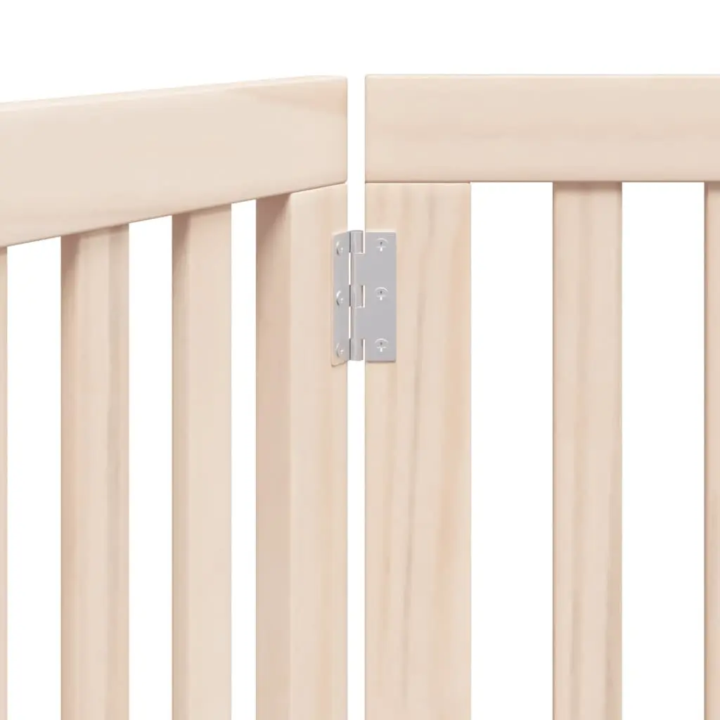 Dog Gate Foldable 3 Panels 150 cm Brown Poplar Wood Pet Safety Barrier