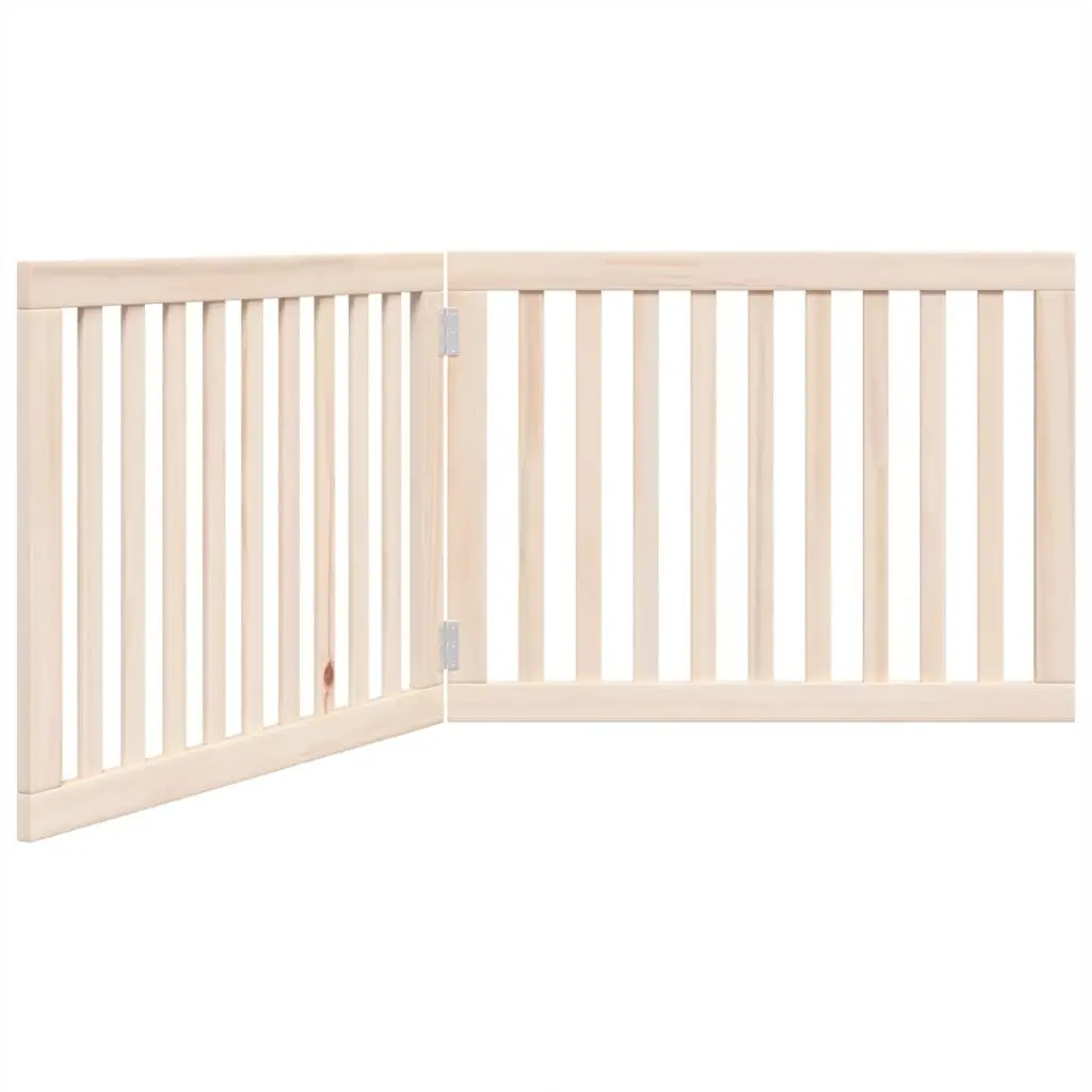 Foldable Dog Barrier 160cm Brown Wood Safety Gate 2 Panels Pet Playpen