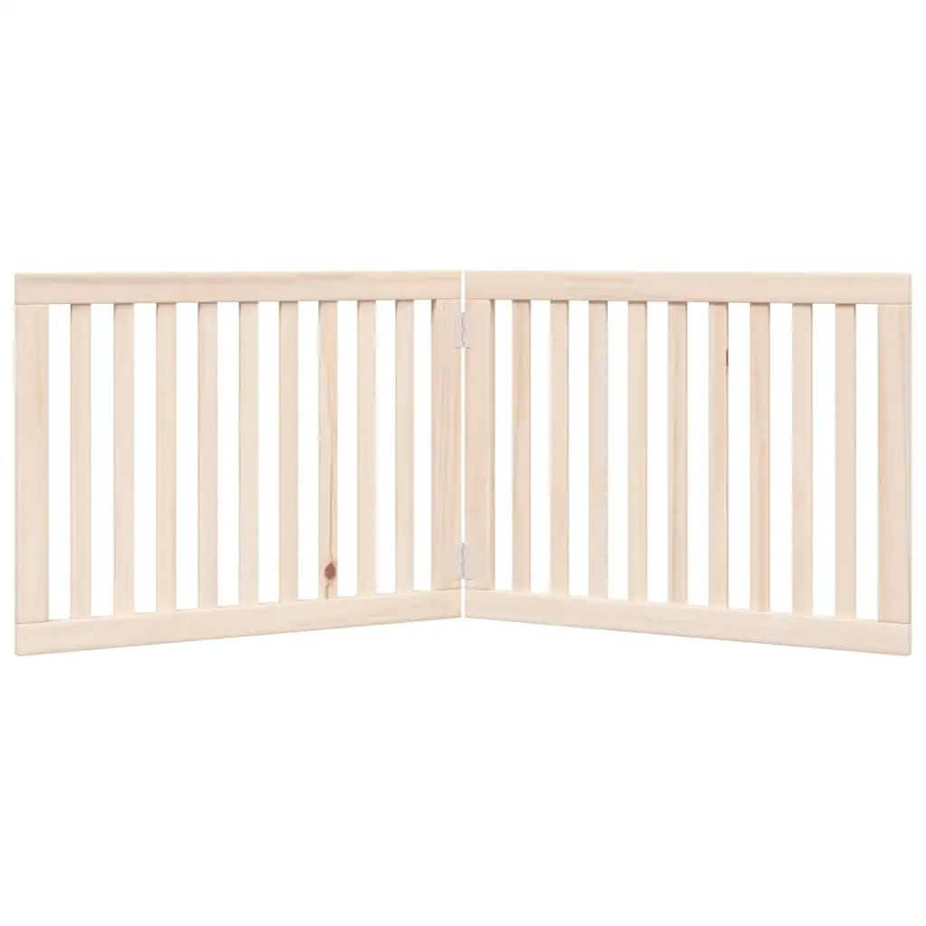 Foldable Dog Barrier 160cm Brown Wood Safety Gate 2 Panels Pet Playpen