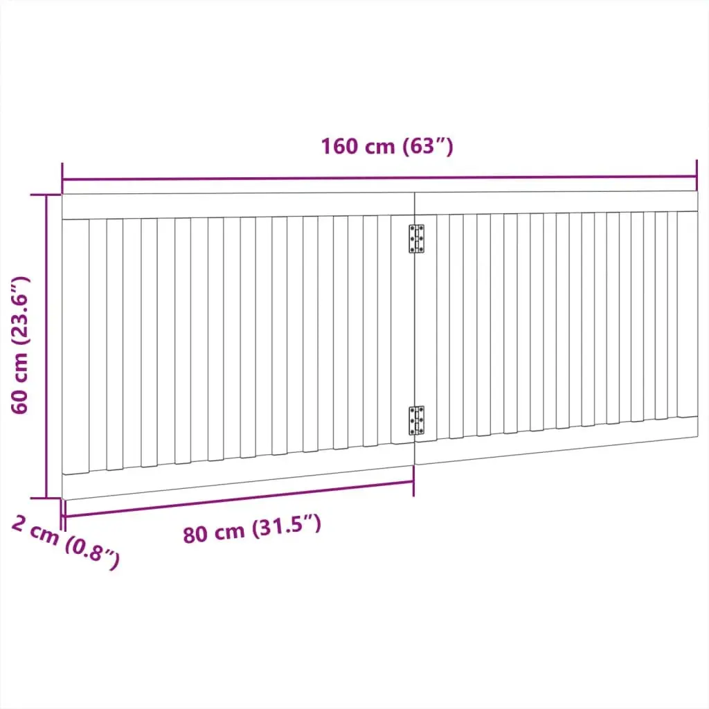 Foldable Dog Barrier 160cm Brown Wood Safety Gate 2 Panels Pet Playpen