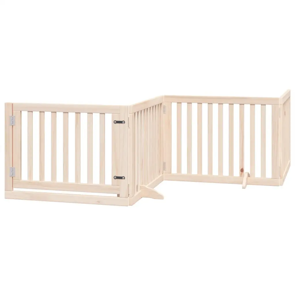 Dog Gate Foldable 4 Panels 320cm Brown Pet Safety Barrier