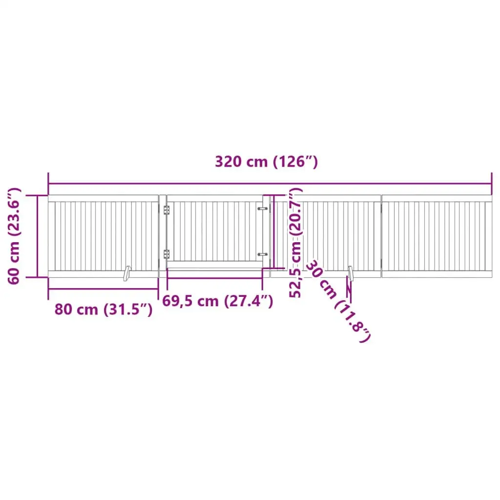 Dog Gate Foldable 4 Panels 320cm Brown Pet Safety Barrier