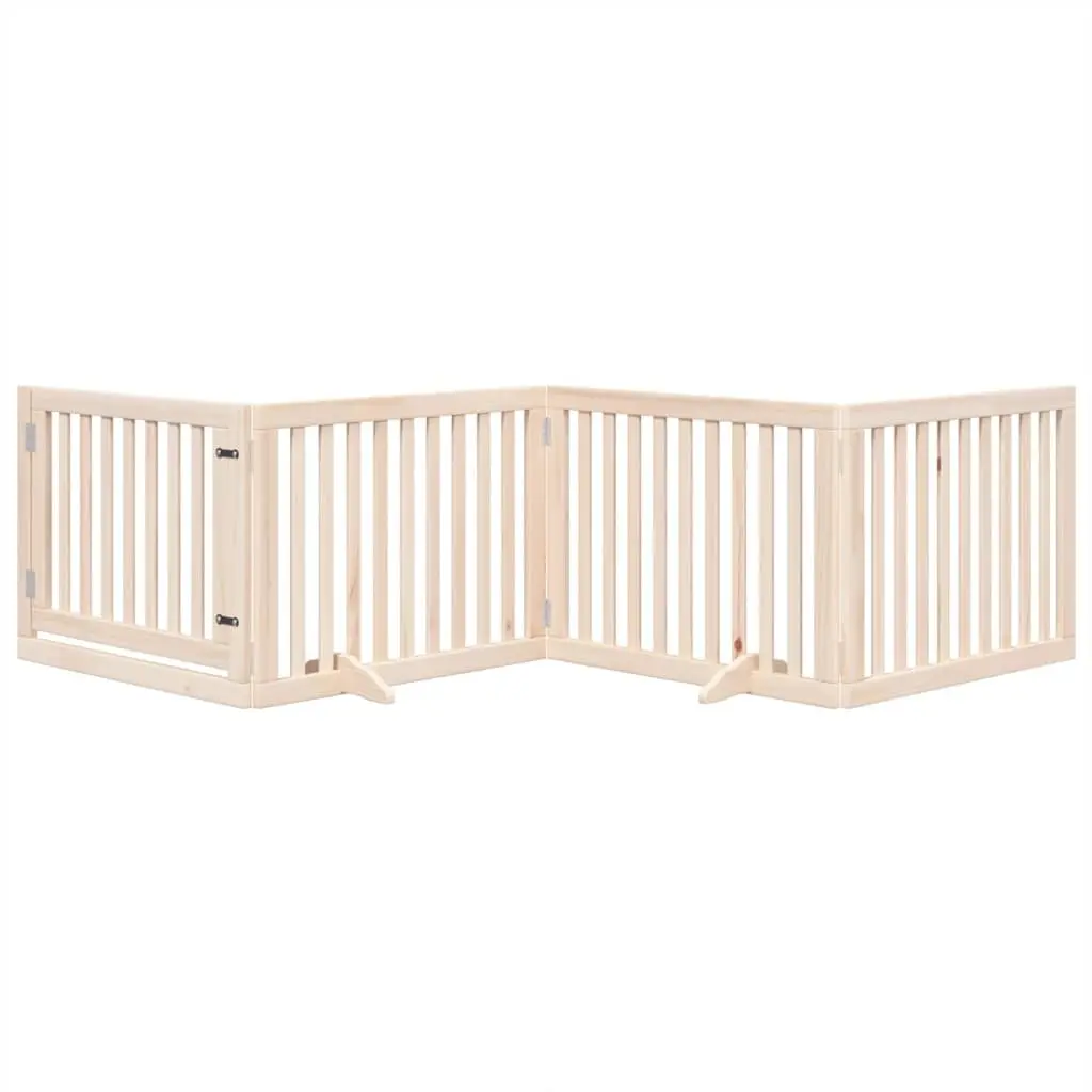 Dog Gate Foldable 4 Panels 320cm Brown Pet Safety Barrier