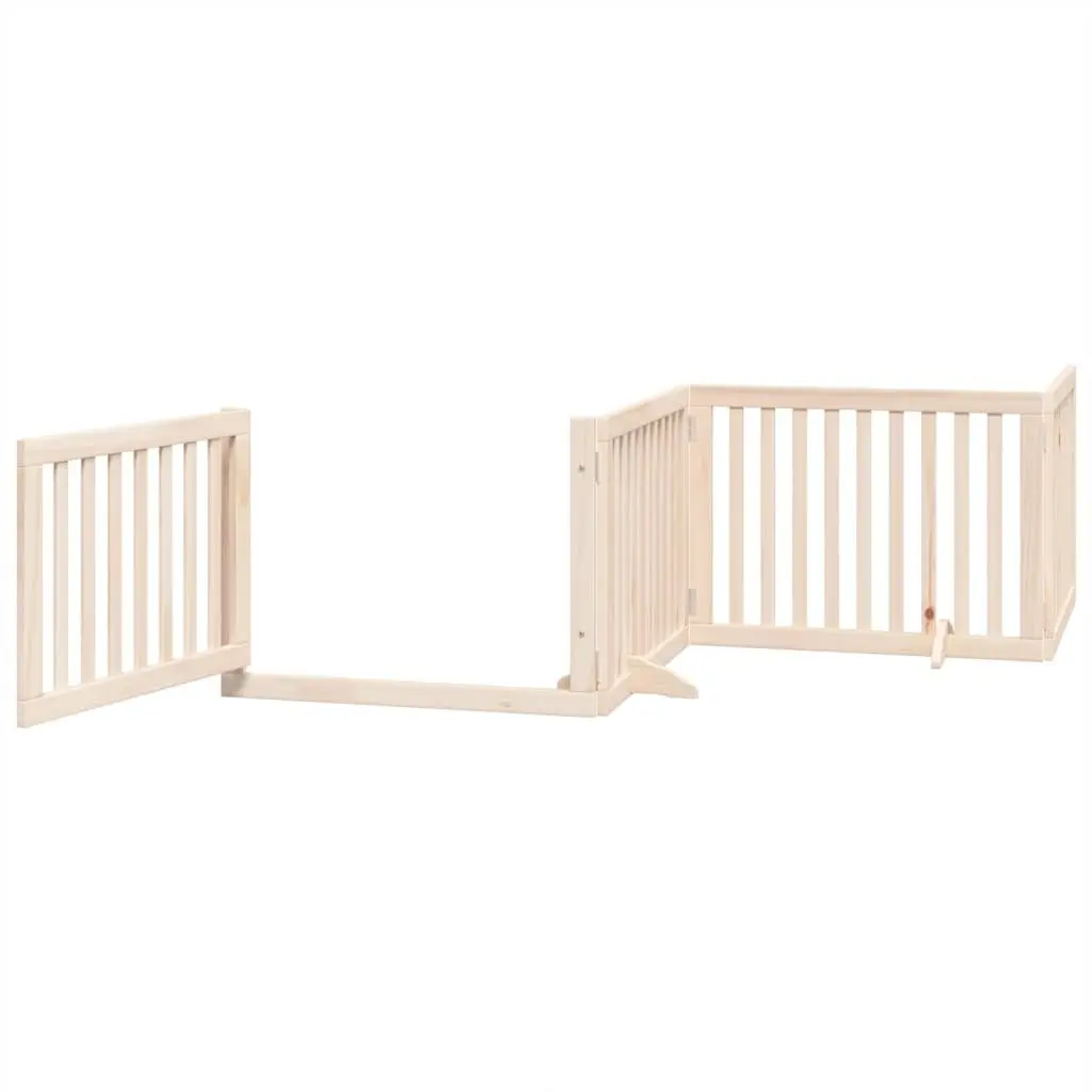 Dog Gate Foldable 4 Panels 320cm Brown Pet Safety Barrier