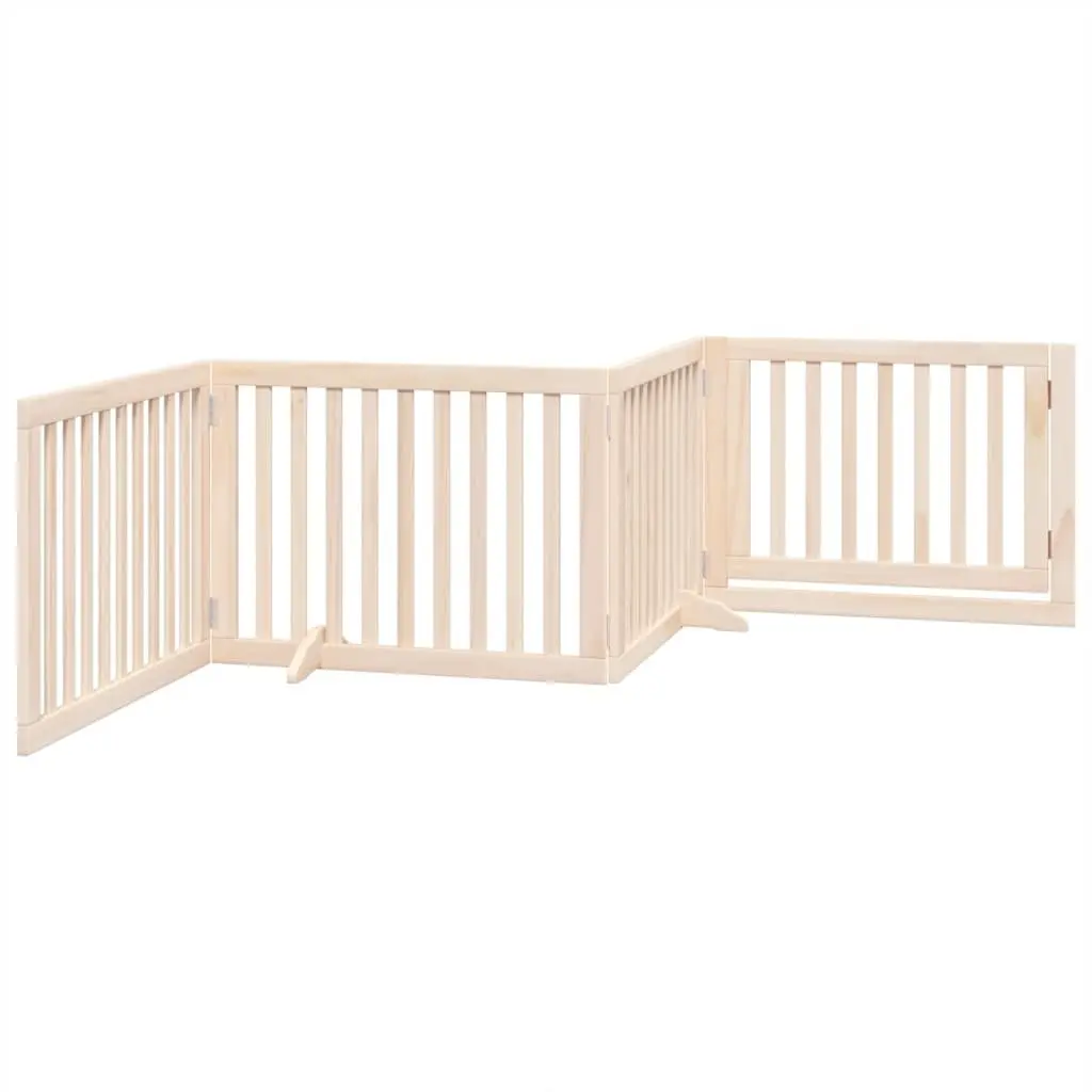 Dog Gate Foldable 4 Panels 320cm Brown Pet Safety Barrier