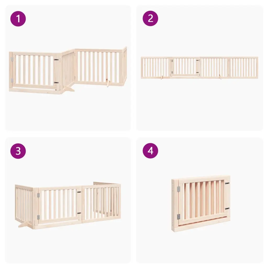 Dog Gate Foldable 4 Panels 320cm Brown Pet Safety Barrier