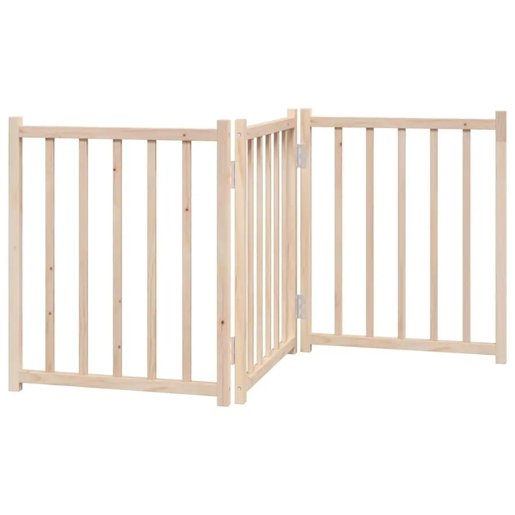 Dog Gate Foldable 3 Panels 150 cm Brown Solid Wood Fir Pet Safety Barrier