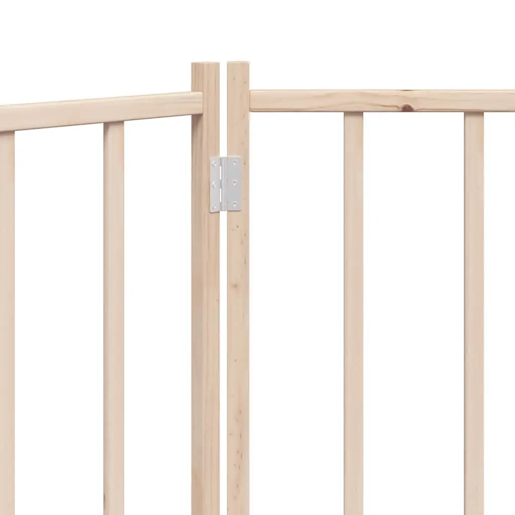 Dog Gate Foldable 3 Panels 150 cm Brown Solid Wood Fir Pet Safety Barrier