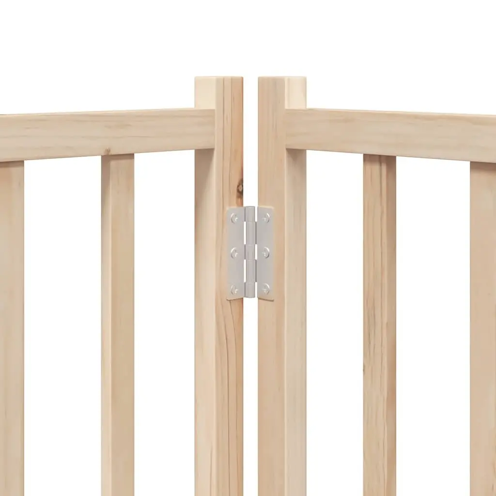 Dog Gate Foldable 6 Panels 300cm Solid Wood Pet Safety Barrier Brown