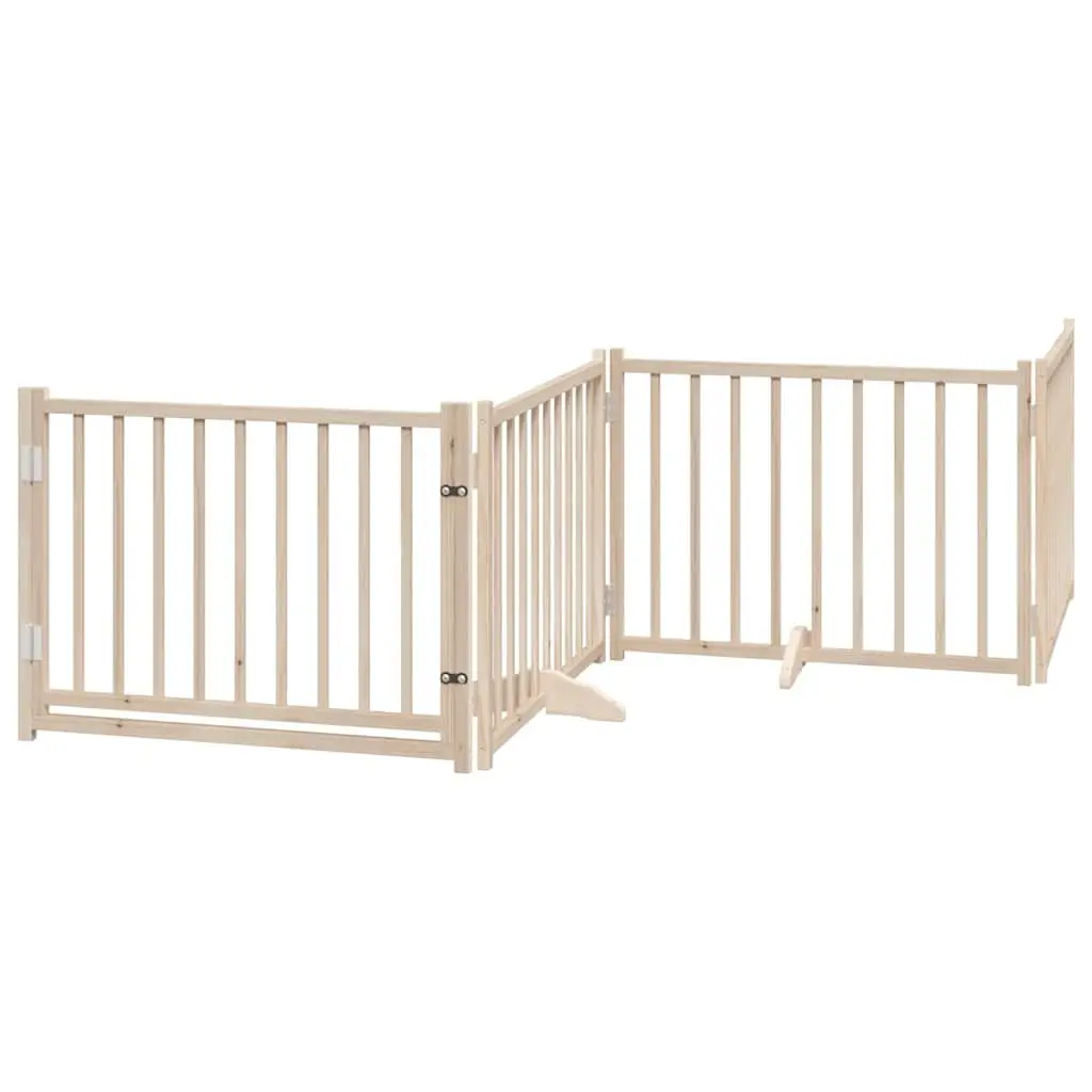 Foldable Dog Gate Safety Barrier 320cm 4 Panels Brown