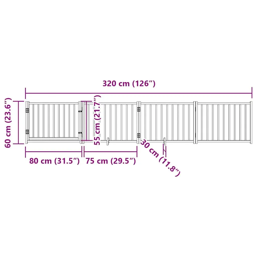 Foldable Dog Gate Safety Barrier 320cm 4 Panels Brown