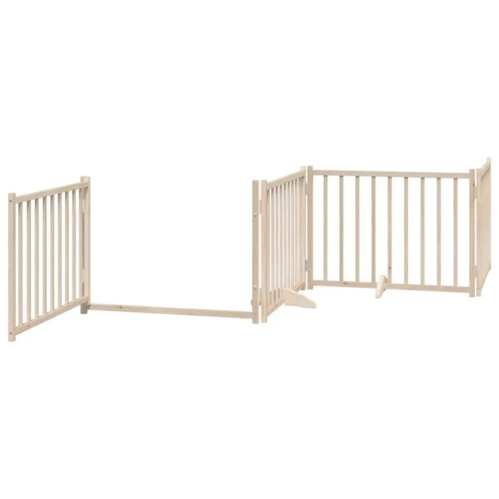 Foldable Dog Gate Safety Barrier 320cm 4 Panels Brown